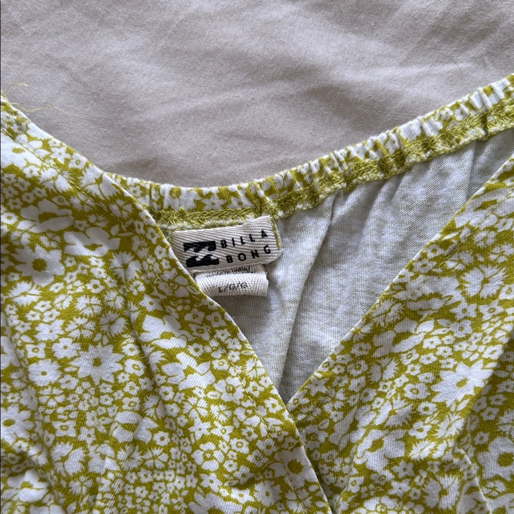 Billabong Yellow Green Cap Sleeve Crop Blouse - Picture 2 of 3